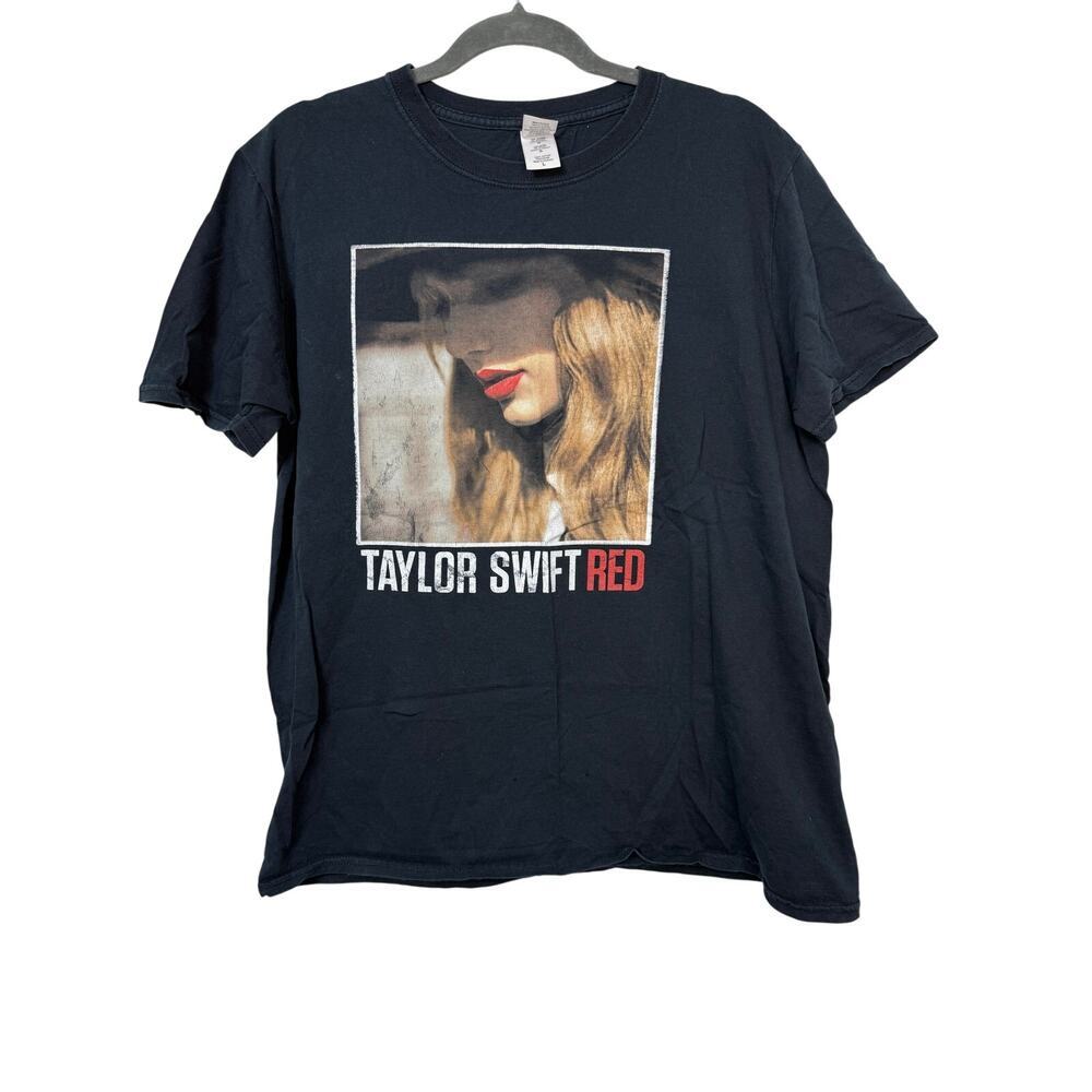 Taylor Swift Red 2013 Concert Black Short Sleeve Cotton Tee Sz L N